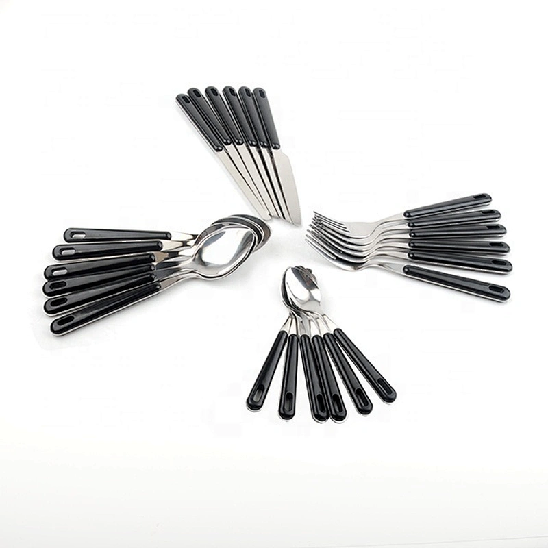 Wholesale Metal Silverware Kitchen 24pcs Tea Coffee Black Dessert Gold Flatware Spoon And Fork Cutlery Set Stainless Steel