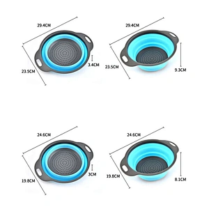 Food-Grade 2 Pack Collapsible Colander Strainer Set Silicone Strainer Space-Saver Folding