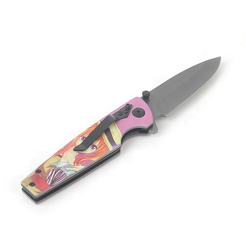 Carton Pattern Printing Blade Stainless Steel Pocket Knife Promotion Gift Folding Knife