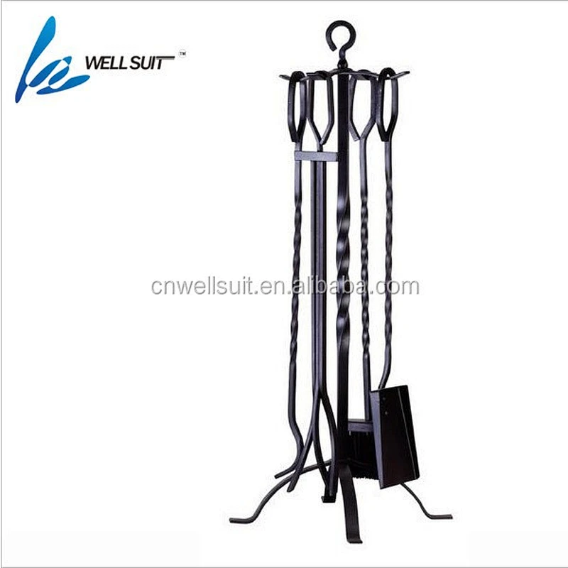 Silver color 4 PCs fireplace tools set cast fireplace tool set