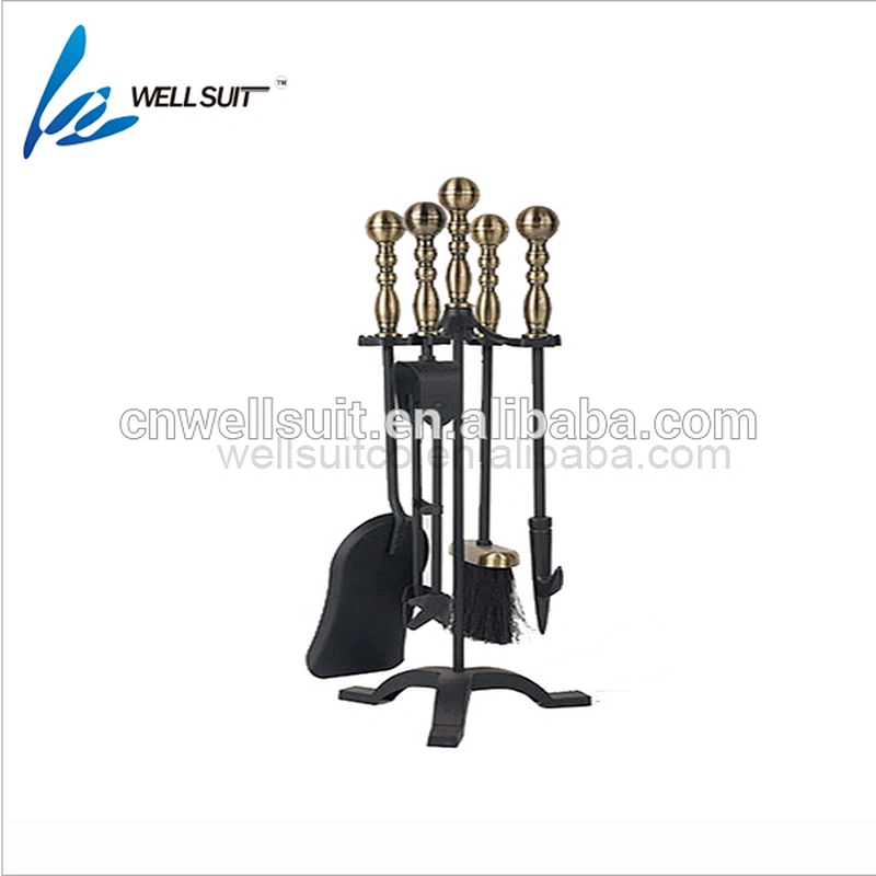 Hot selling fireplace accessory 5 in 1 outdoor indoor fireplace tool set