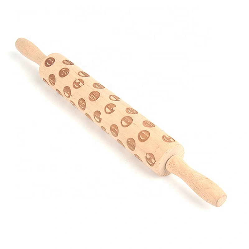 Food grade wood custom pattern kitchen dough rolling pin