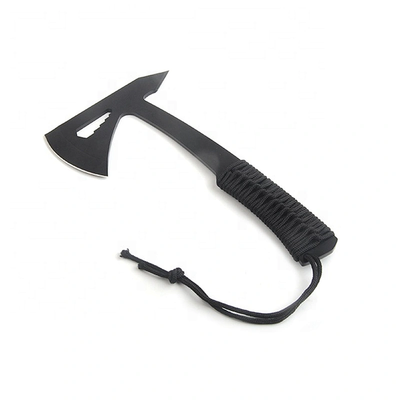 Full Black Coating Stainless Steel Tomahawks Hatchet Axe with Paracord Handle
