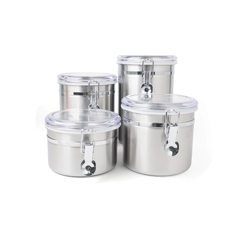 Customize airtight coffee canister stainless steel vacuum sealed reusable food storage coffee canister