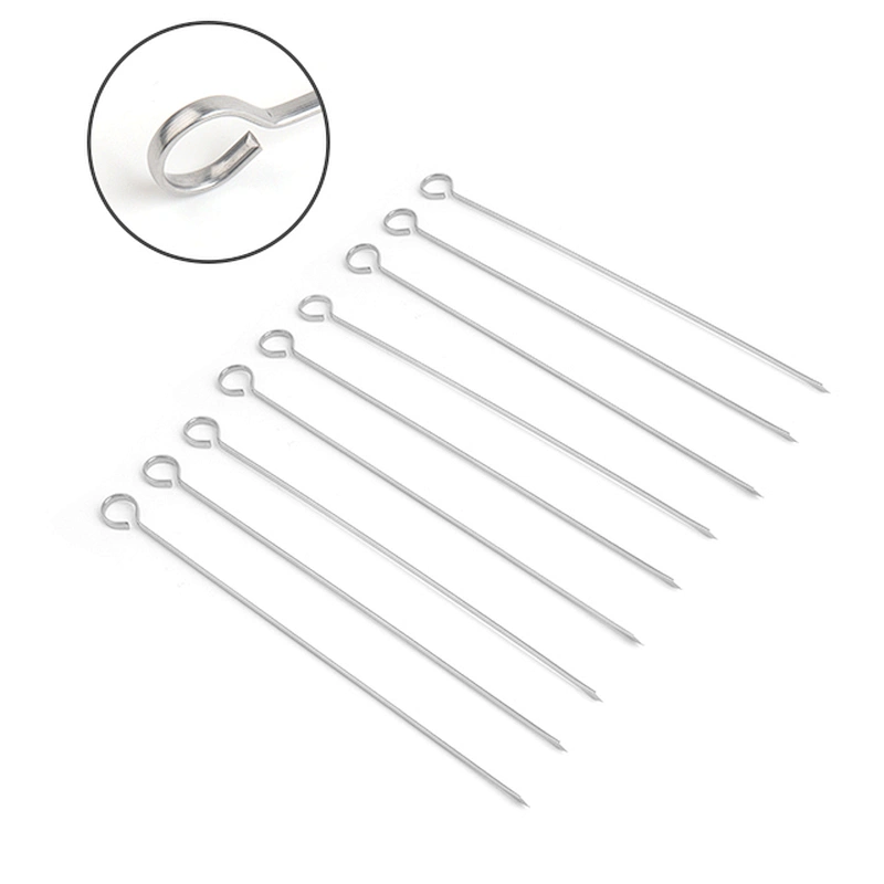 6pcs Stainless Steel Barbecue Skewers Reusable BBQ Sticks Kabob Skewers