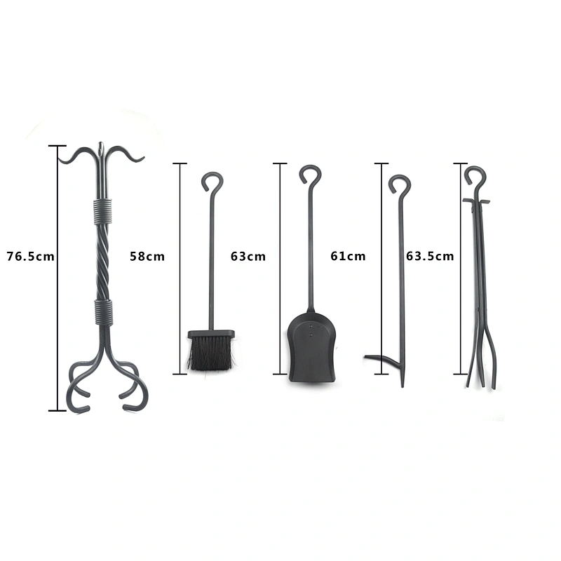 High Quality Black Metal Fireplace Tools Set For Sale