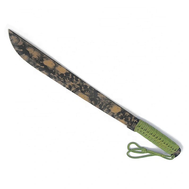 Long Size Stainless Steel Color Printing Blade Survival Hunting Machete Knife with Paracord Handle