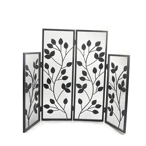Black Iron Safe Proof Fence Mesh 4 Panel Fireplace Screen