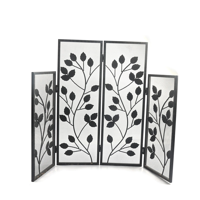 Black Iron Safe Proof Fence Mesh 4 Panel Fireplace Screen