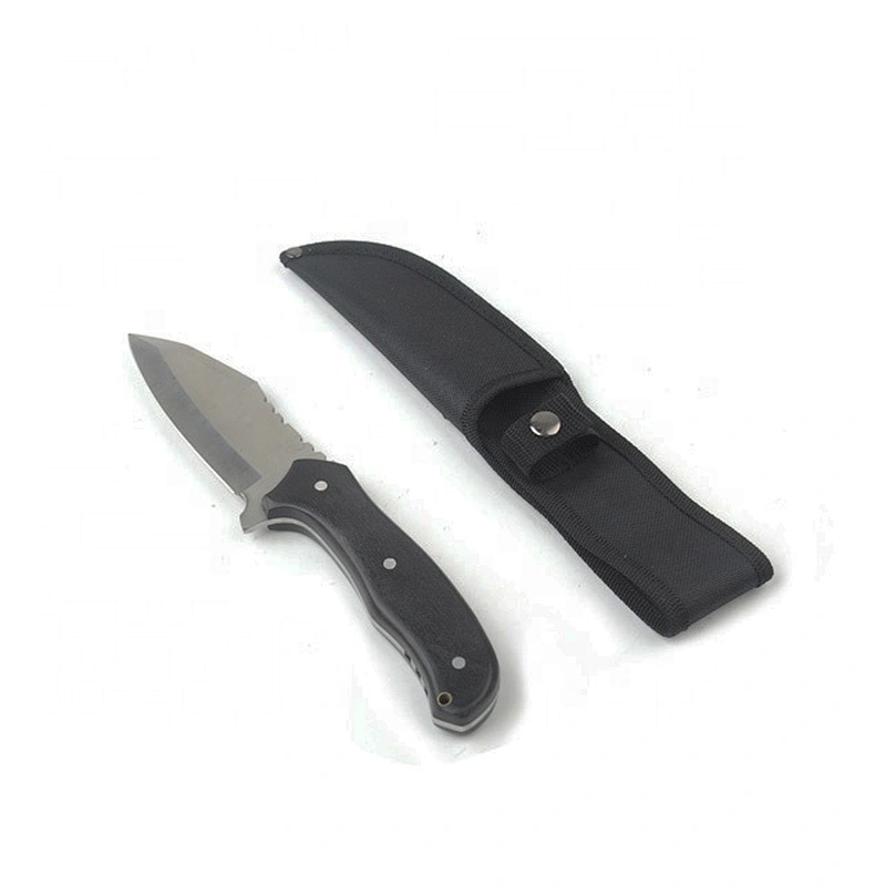 Professional camping survival outdoor knife with nylon sheath