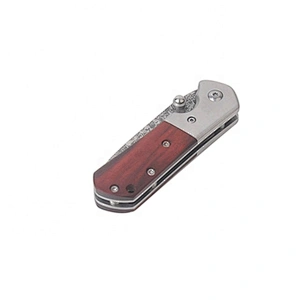 Professional pocket damascus folding knife with pakka wood handle