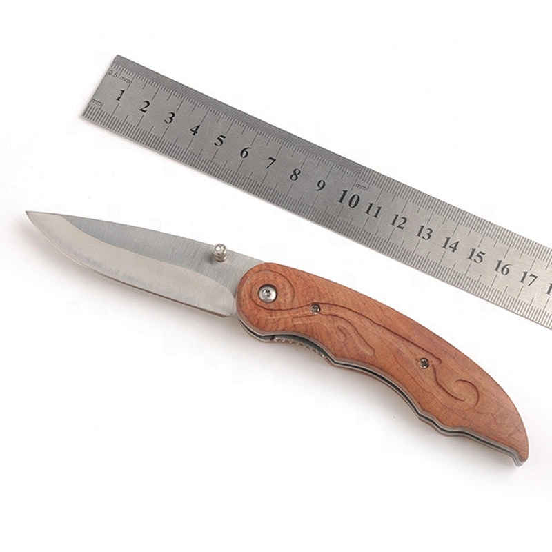 Customize  Wood Handle Stainless Steel Blade Folding Pocket Knife