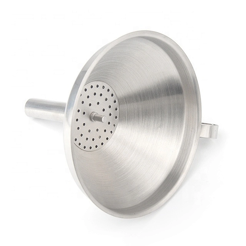 Factory metal stainless steel kitchen funnel with removable strainer