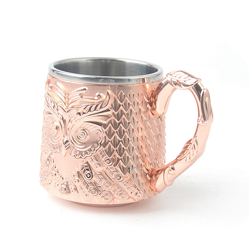 Stainless steel owl pattern bar tool tea cup wine glass