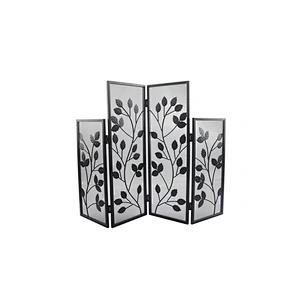 Black Iron Safe Proof Fence Mesh 4 Panel Fireplace Screen
