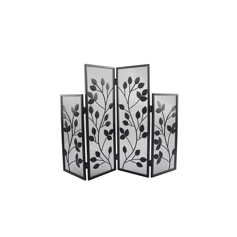 Black Iron Safe Proof Fence Mesh 4 Panel Fireplace Screen