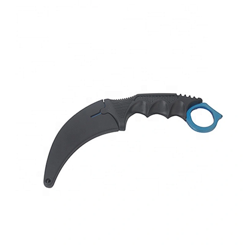 Blue Color Titanium Plated Stainless Steel CS Game Camping Pocket Knife with Sheath