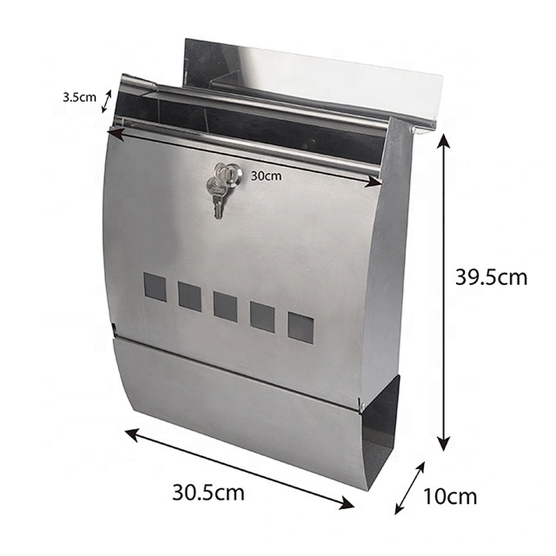 wall mount water prooof key lock for mailbox outdoor stainless steel mail box