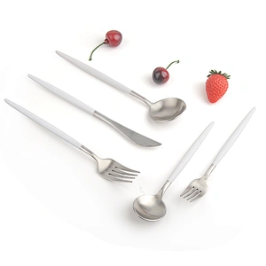 popular  food grade  stainless steel  tableware  cutlery set  with white coating handle