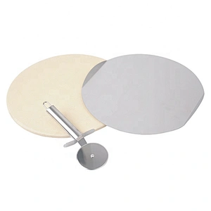 Double-deck stainless steel and stone pizza cutting board