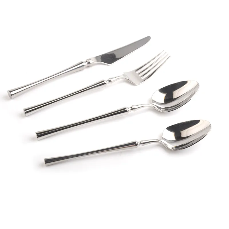 New Style Stainless Steel 18/10 Black Handle Gold Silver Plated Flatware Cutlery Set 6 pcs for Wedding Restaurant and Hotel