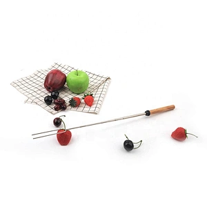 Product Stretch Stainless Steel Barbecue Fork Wood Handle Marshmallow Roasting BBQ Sticks