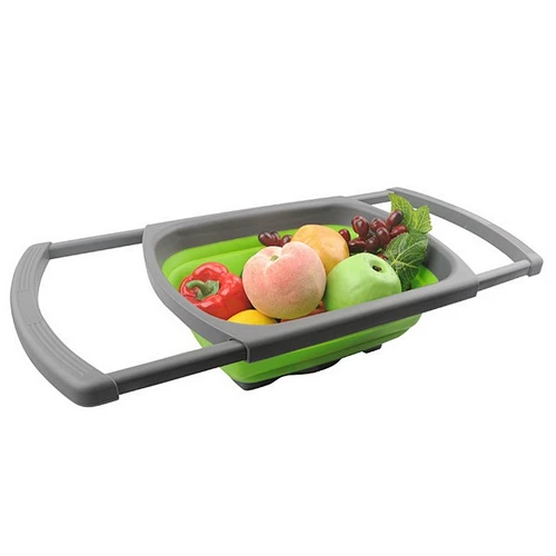 Fruit vegetable strainer space saved collapsible colander with handle