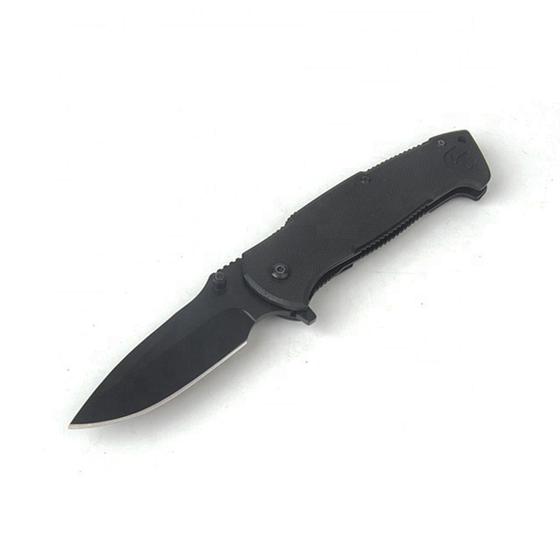 Portable folding utility pocket knife with black coating