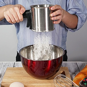Easy to use  hot food grade stainless steel hand hold baking tool mesh flour sieve cup  flour sifter