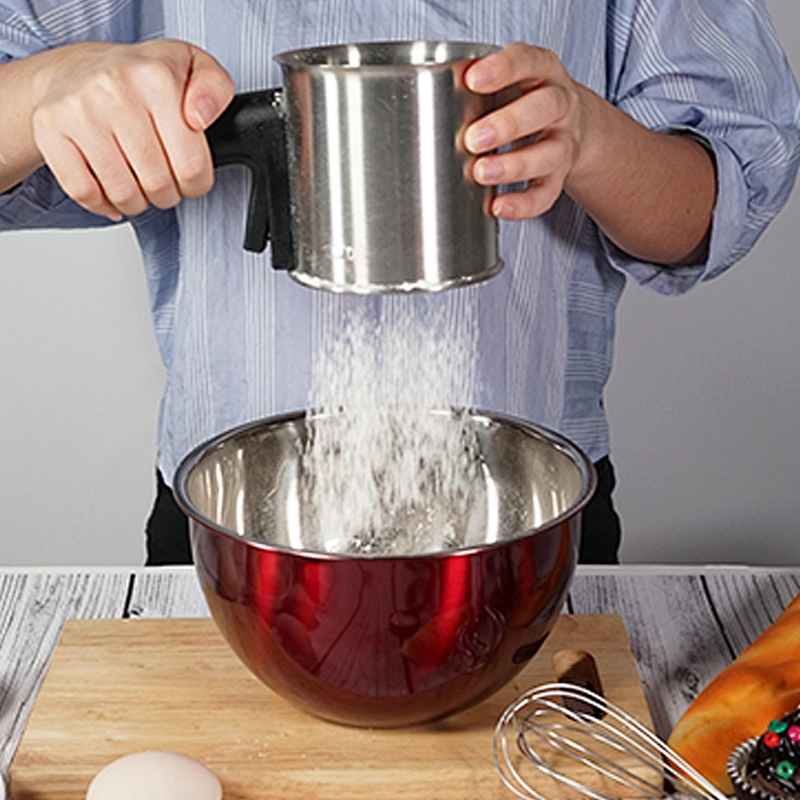Easy to use  hot food grade stainless steel hand hold baking tool mesh flour sieve cup  flour sifter