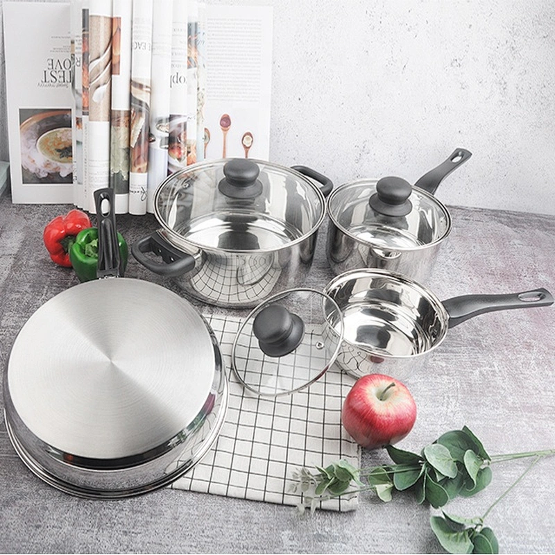 4Pcs High Quality stainless steel cooking Milk Sauce pot  Fry pan non stick cookware sets for home kitchen