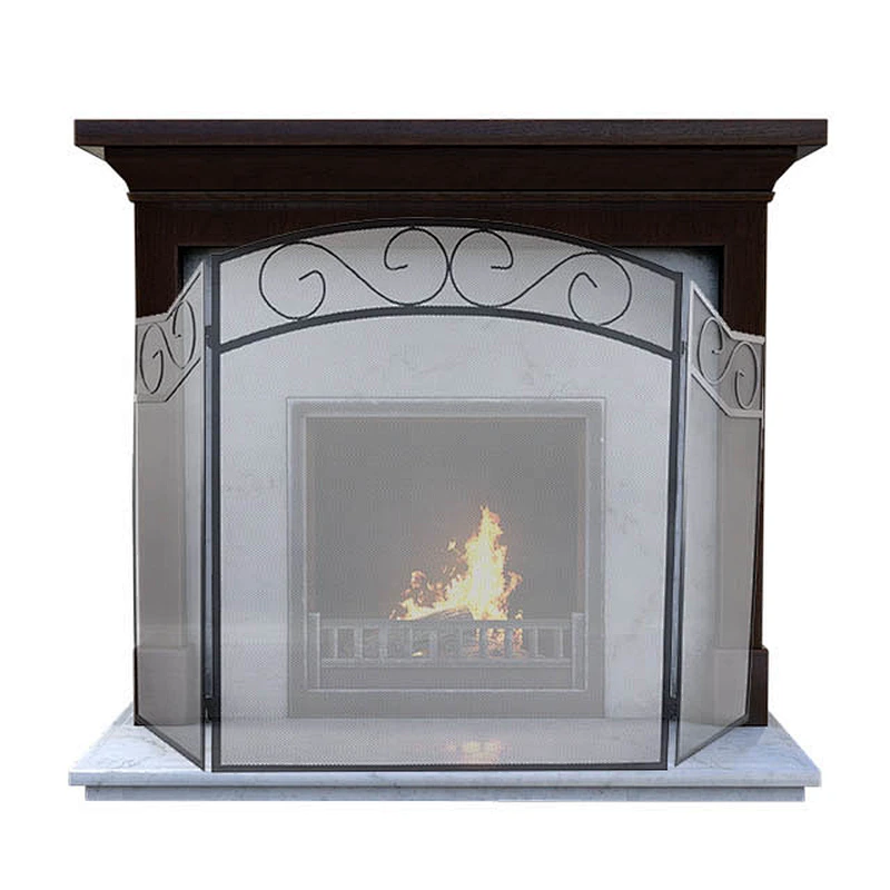 Durable hot selling metal Iron 3-panel fireplace screen for Guard Fence Accessories Steel Spark Guard