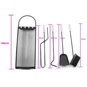 Black Metal Mesh Stamd Fireplace tool set