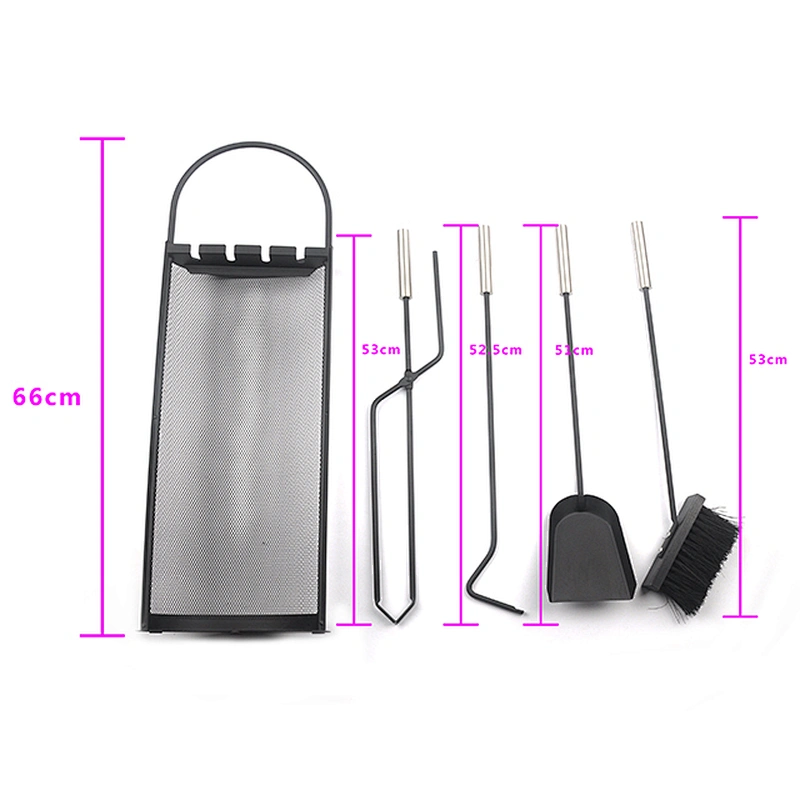 Black Metal Mesh Stamd Fireplace tool set