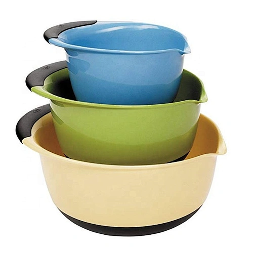 Food safe 3 size  non skid bottom salad bowl mixing bowl set coloful easy clean salad bowls