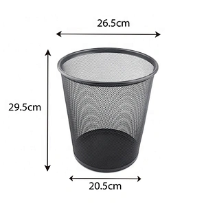 Metal black round trash bin office recycling cheap  waste bin paper basket