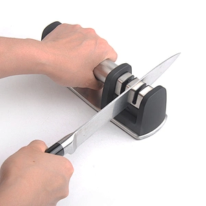 Professional 2 Stage Diamond Coated Wheel System Kitchen Knife Sharpener with handle
