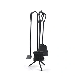 3 Pieces Fireplace Tools Set Indoor Wrought Iron Fire Set Fire Place Pit Modern Black Outdoor Accessories Kit