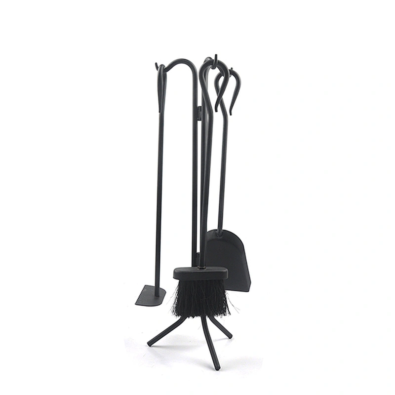 3 Pieces Fireplace Tools Set Indoor Wrought Iron Fire Set Fire Place Pit Modern Black Outdoor Accessories Kit