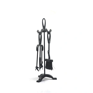 Fireplace tool set with black metal  stand