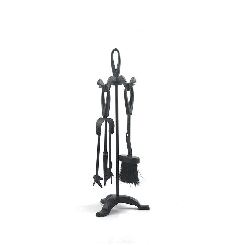 Fireplace tool set with black metal  stand