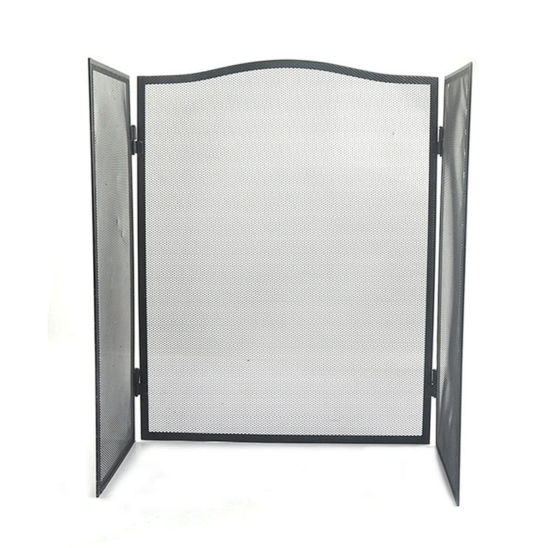 Iron Safe Proof Fence 3 Panel  Fireplace Screen Flat,Baby Safe Proof Fire Place Fence,Decorative Scroll Spark Guard Cover