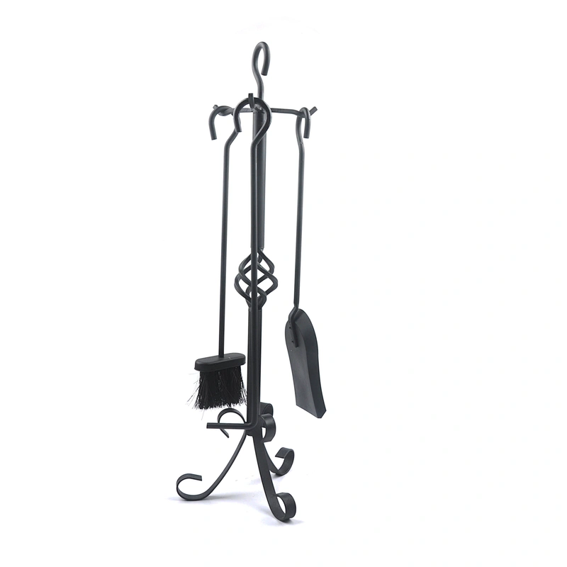 Black coating fireplace tools luxury wrought Iron fireplace accessories 5pcs Set