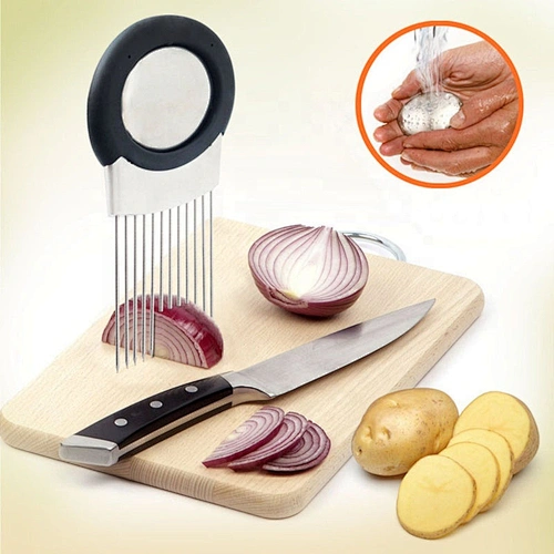 Stainless Steel Vegetable Cutter Meat Slicer Onion Slicing Guide Holder