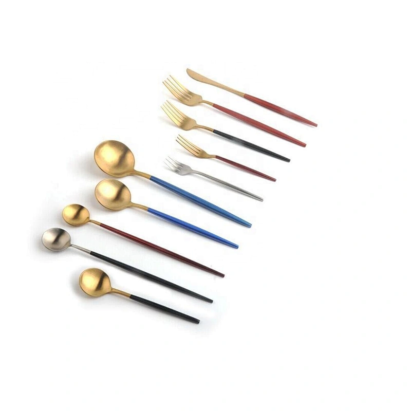 luxury elegant 18/10 silverware stainless steel restaurant bulk flatware set custom gold plated reusable cutlery set