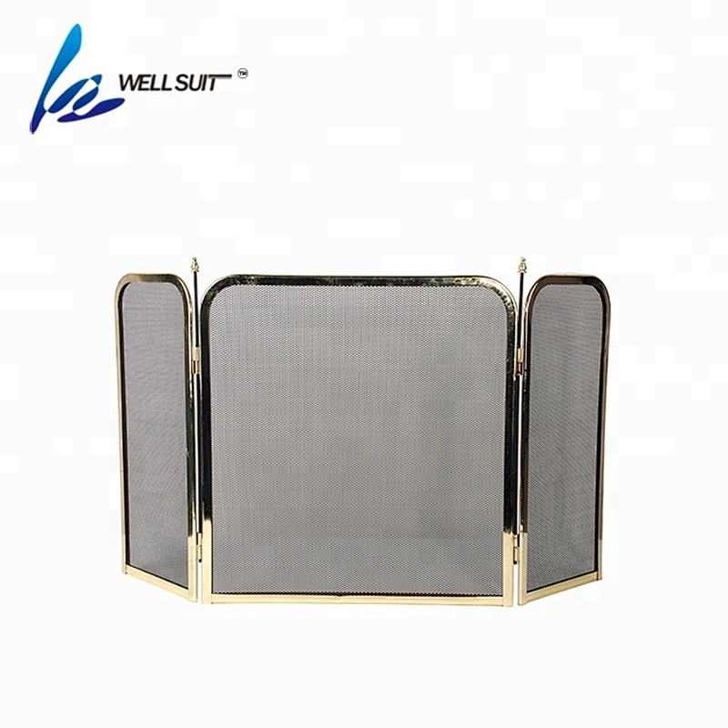 Fireplace screen with golden frame