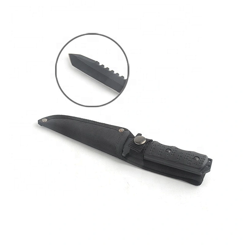Black Coated Protective Both Edges Blade Outdoor Survival Hunting Knife with Sheath