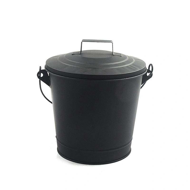 Fireplace accessories Black iron black ash bucket with lip for fireplace tool