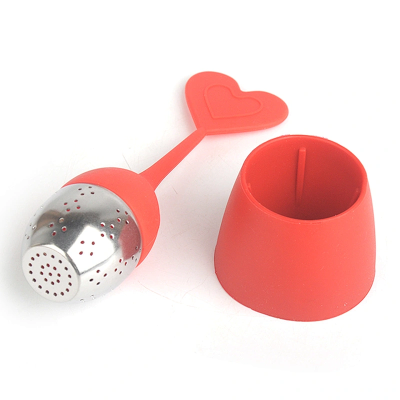 Food Grade Safe heart Shape Stainless Steel Silicone rubber Tea Infuser Tea Strainer Ball infuser