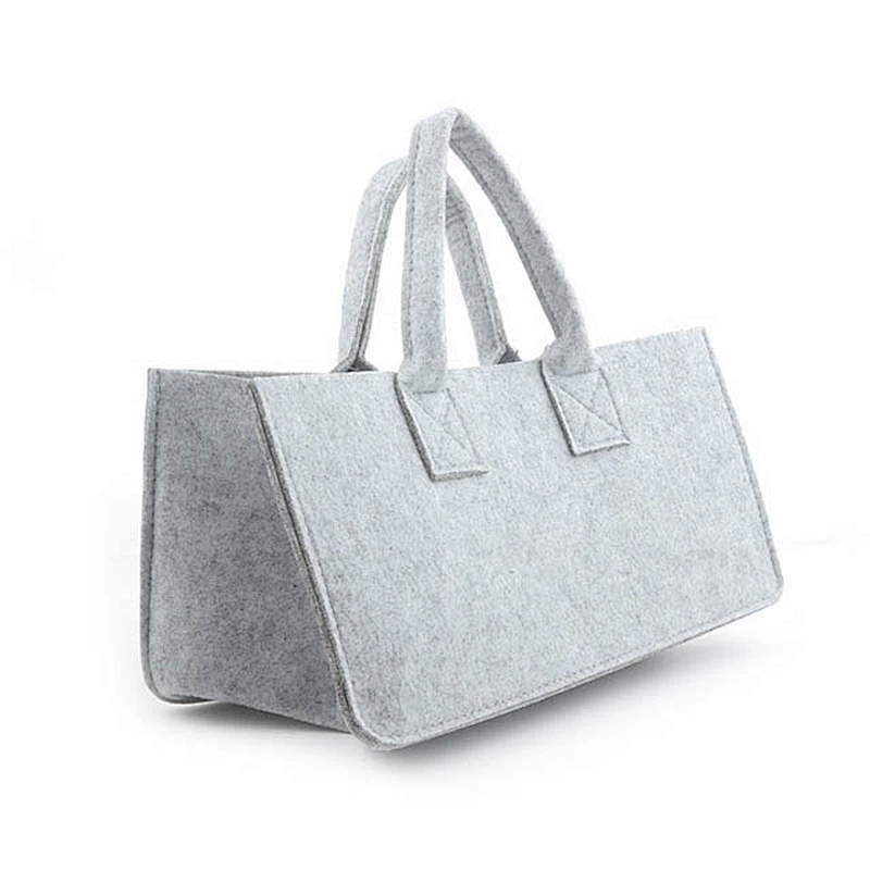 Best Selling Custom Logo Recycled Durable grey Shopping Bag felt firewood bag felt storage basket